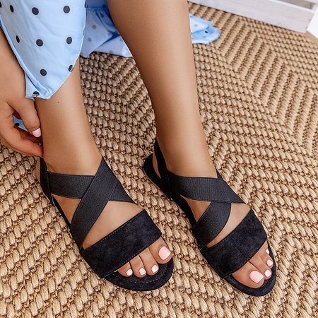 Sandale negre din piele ecologică pentru femei Wiledan - Pantofi