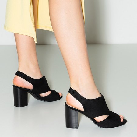 Sandale negre din piele ecologică pentru femei pe postul Luvenia - Încălțăminte
