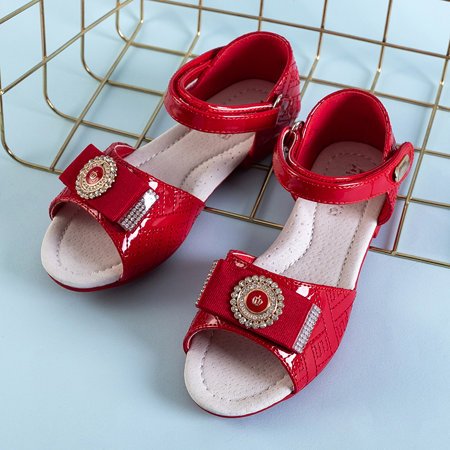 Sandale roșii pentru copii cu fundă Ramina - Pantofi
