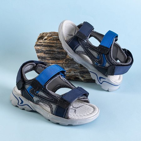 Sandale turbo velcro gri și albastru pentru băieți - Încălțăminte