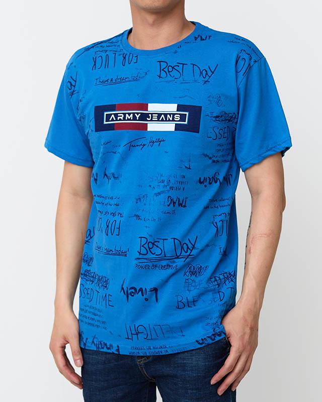 Tricou cu imprimeu albastru pentru bărbați - Îmbrăcăminte