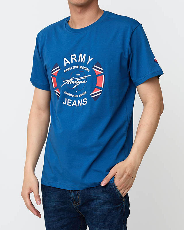 Tricou pentru bărbați cu imprimeu albastru - Îmbrăcăminte