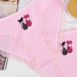 3 / pachet Slip din dantelă roz pentru femei - lenjerie intimă