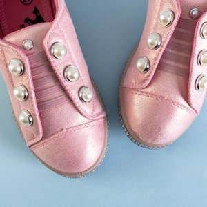 Adidași alunecați pentru copii roz cu perle Merena - Încălțăminte