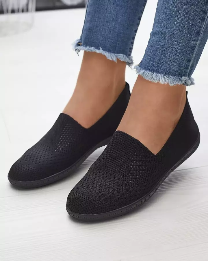 Adidași de damă negri, cu șliț, de tip openwork Kamiosa- Footwear