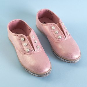 Adidași roz pentru copii, cu perle Merini - Pantofi