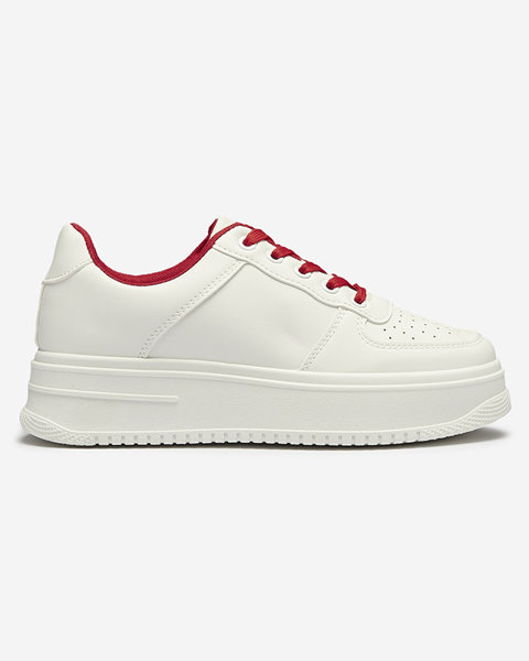 Adidași sport pentru femei albi cu șireturi roșii Smaffo- Footwear