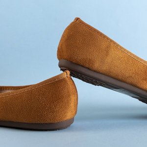 Balerini Lorani din piele ecologică de culoare maro deschis - Pantofi
