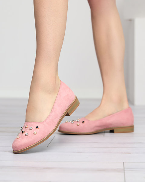 Balerini de dama roz cu perle Coinel - Pantofi
