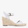 Białe damskie sandały na koturnie Rolda - Obuwie
