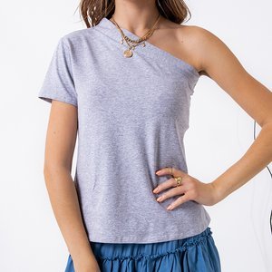 Bluză gri pentru femei cu un singur umăr - Îmbrăcăminte