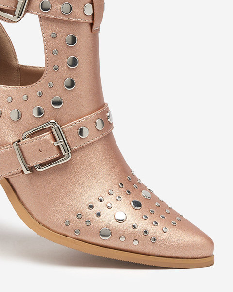 Botine roz și aurii cu jeturi Farrcy- Footwear