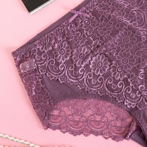 Chiloți din dantelă violet înaltă pentru femei - Lenjerie de corp