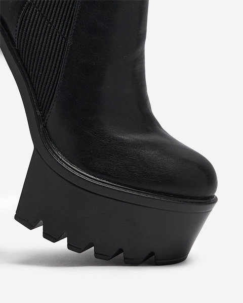 Cizme de damă din piele ecologică neagră pe post de cizmă Welange- Footwear