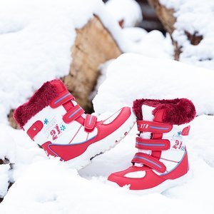Cizme de zăpadă roșii și albe pentru fete cu imprimeu Gilma - încălțăminte