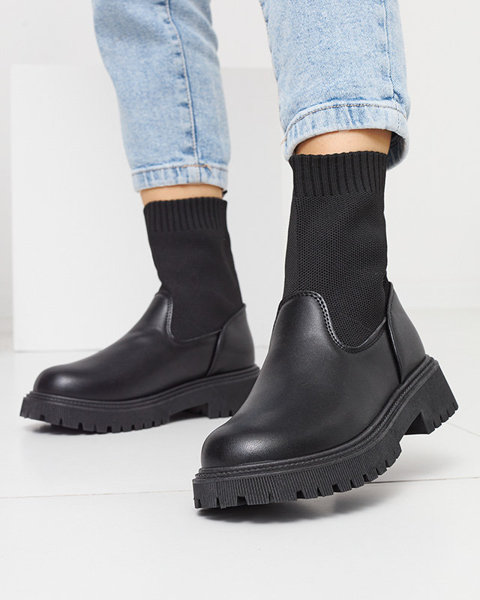 Cizme negre de damă cu șosetă cusută Wanddy- Footwear