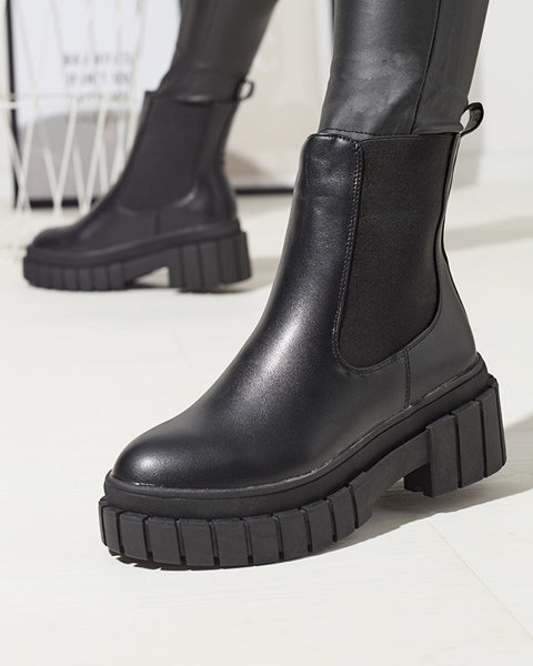 Cizme negre de damă cu talpă mai groasă Fazzati- Footwear
