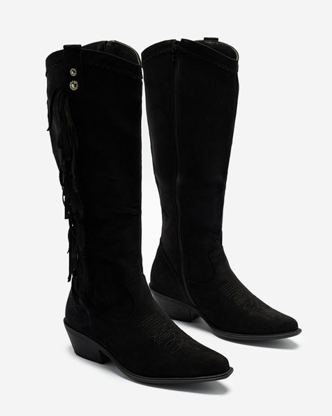 Cizme negre pentru femei cizme a'la cu franjuri Ariona - Încălțăminte