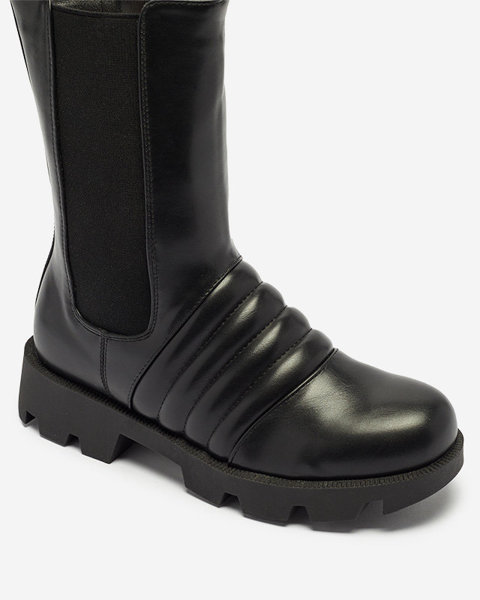 Cizme negre pentru femei cu talpă mai groasă și ștanțare Ferita- Footwear