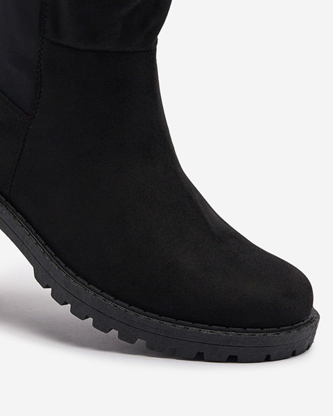 Cizme până la genunchi din eco-suede negru pentru femei Asogg- Footwear