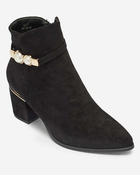 Cizme stiletto de damă negre cu perle decorative Rellami - Încălțăminte