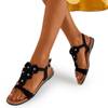 Czarne damskie sandały z kwiatami Madlen - Obuwie