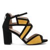 Czarno-żółte sandały na słupku Rosaline - Obuwie