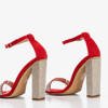 Czerwone damskie sandały z cyrkoniami Blesk - Obuwie