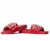 Czerwone klapki z perełkami Milam - Obuwie