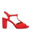 Czerwone sandały damskie na wyższym słupku Morata - Obuwie
