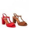 Czerwone sandały damskie na wyższym słupku Morata - Obuwie