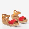 Czerwone sandały na koturnie Eriosa - Obuwie