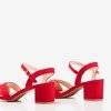 Czerwone sandały na niskim obcasie Jonila - Obuwie 