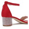 Czerwone sandały na słupku z ozdobnymi cyrkoniami Olifa - Obuwie