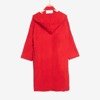 Czerwony sweter kardigan z kapturem - Odzież