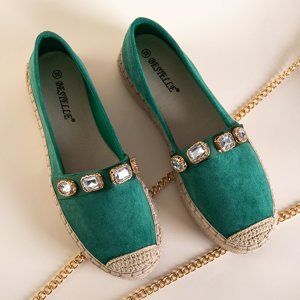 Espadrile verzi pentru femei cu cristale Fenenna - Pantofi