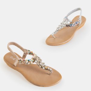 Flip-flops de aur cu ornamente Gortenzja - Încălțăminte
