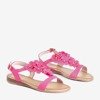 Fuksjowe damskie sandały z kwiatami Madlen - Obuwie