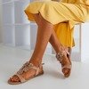 Jasnobrązowe damskie sandały z kwiatami Madlen - Obuwie