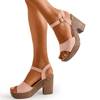 Jasnoróżowe sandały damskie na słupku Awilia - Obuwie