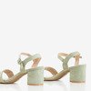 Jasnozielone sandały damskie na niskim słupku Niusty - Obuwie