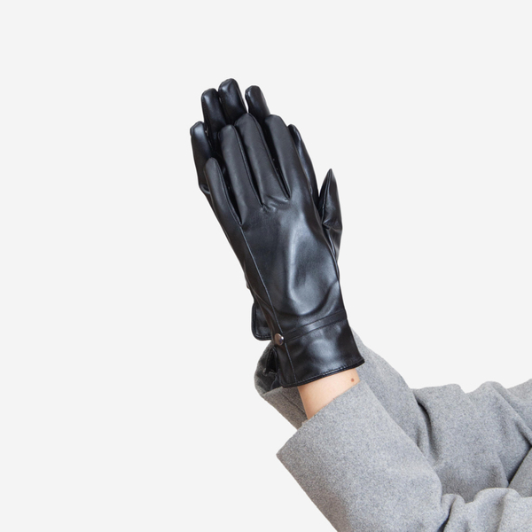 Mănuși clasice negre din piele ecologică pentru femei - Accesorii