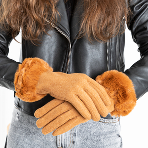 Mănuși de damă cu blană de cămilă - Accesorii