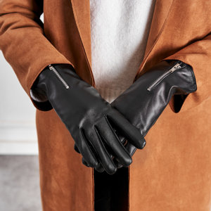 Mănuși de femei negre cu fermoar - Accesorii