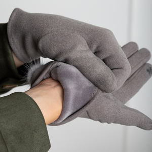 Mănuși pentru femei gri deschis cu pompe - Accesorii