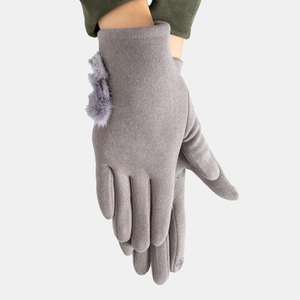 Mănuși pentru femei gri deschis cu pompe - Accesorii
