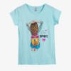 Miętowy t-shirt damski z kolorowym printem - Odzież