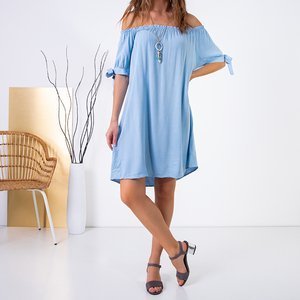 Mini rochie albastră pentru femei a'la spaniolă - Îmbrăcăminte