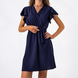 Mini rochie bleumarin cu cravată pentru femei - Îmbrăcăminte