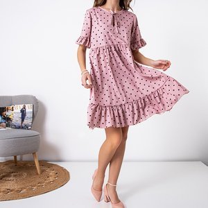 Mini rochie pentru femei în coral cu buline - Îmbrăcăminte